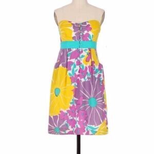 Anthropologie We love Vera Late Bloomer Strapless Bright Colorful Dress